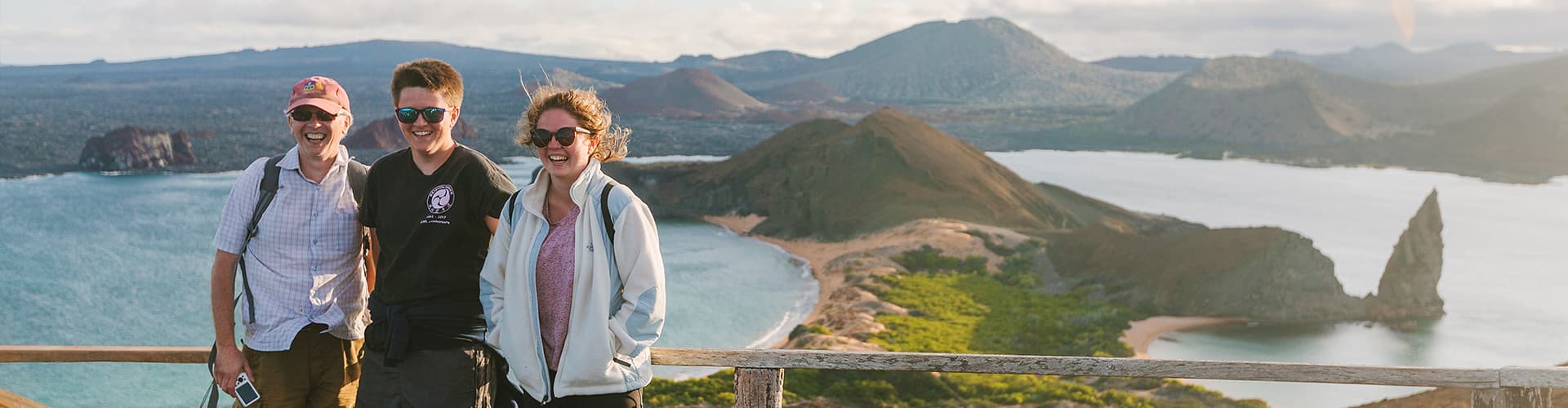 Group of travellers at lookout, Isla Bartolome, Galapagos Islands