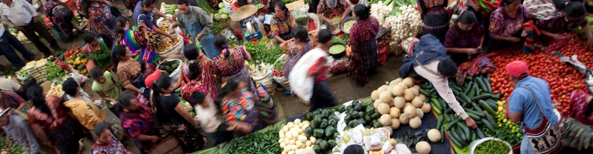 Overhead view of a market in Guatemala, Central America