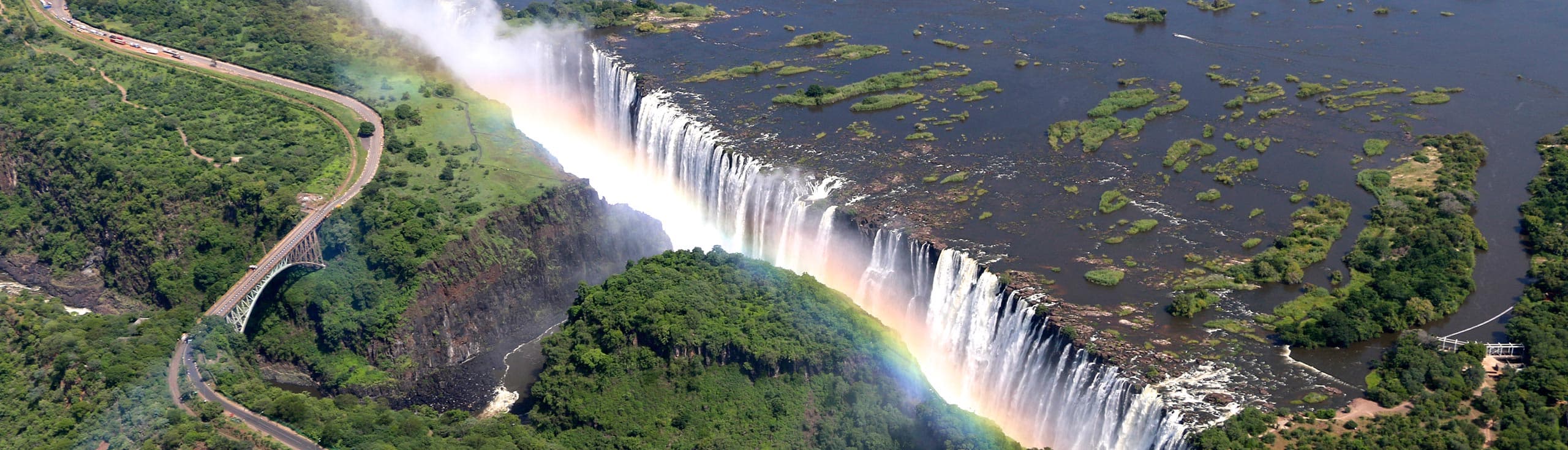 Zimbabwe - Victoria Falls aerial view rainbow