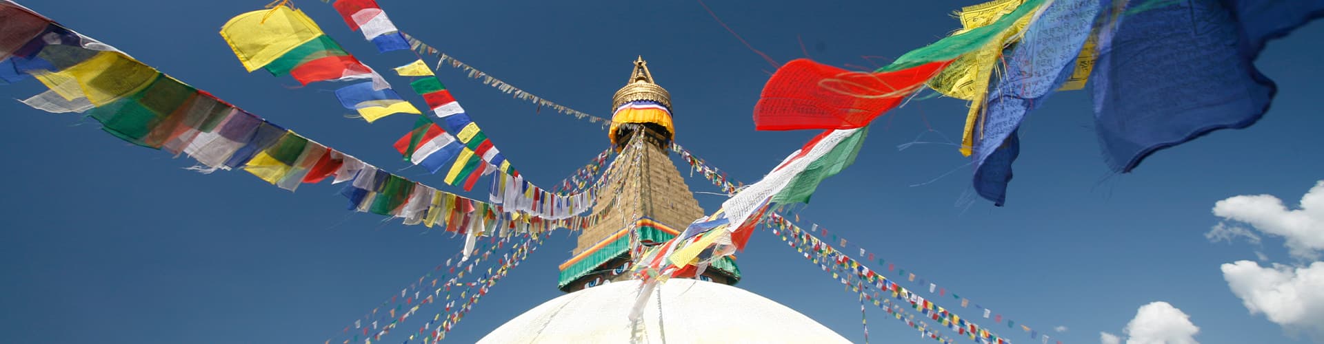 HNPN - View of colourful Buddhist Temple Flags in Kathmandu, Nepal