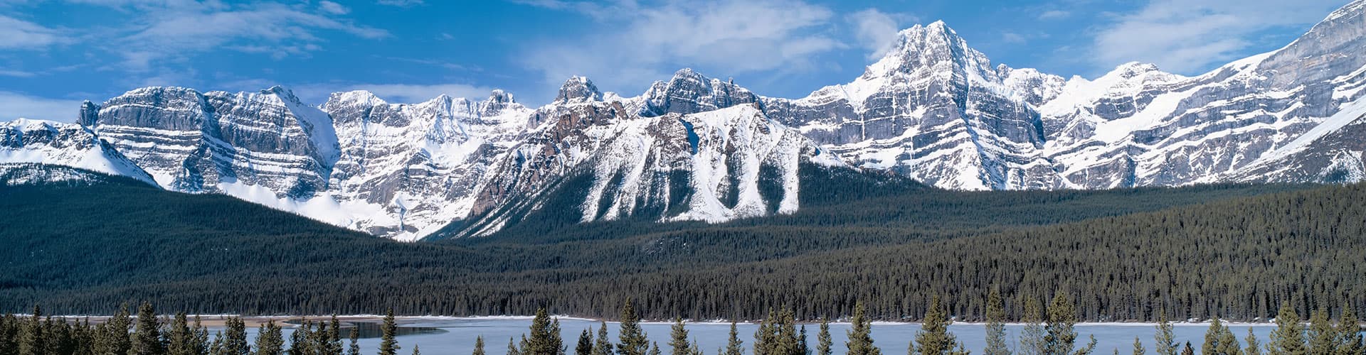 Panoramic of the scenic Rocky Mountains, located in British Columbia