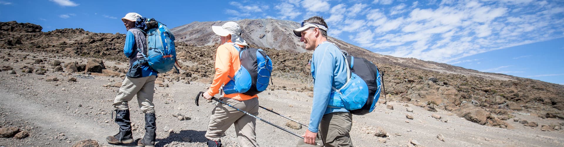 Travellers begin the hike to Mount Kilimanjaro