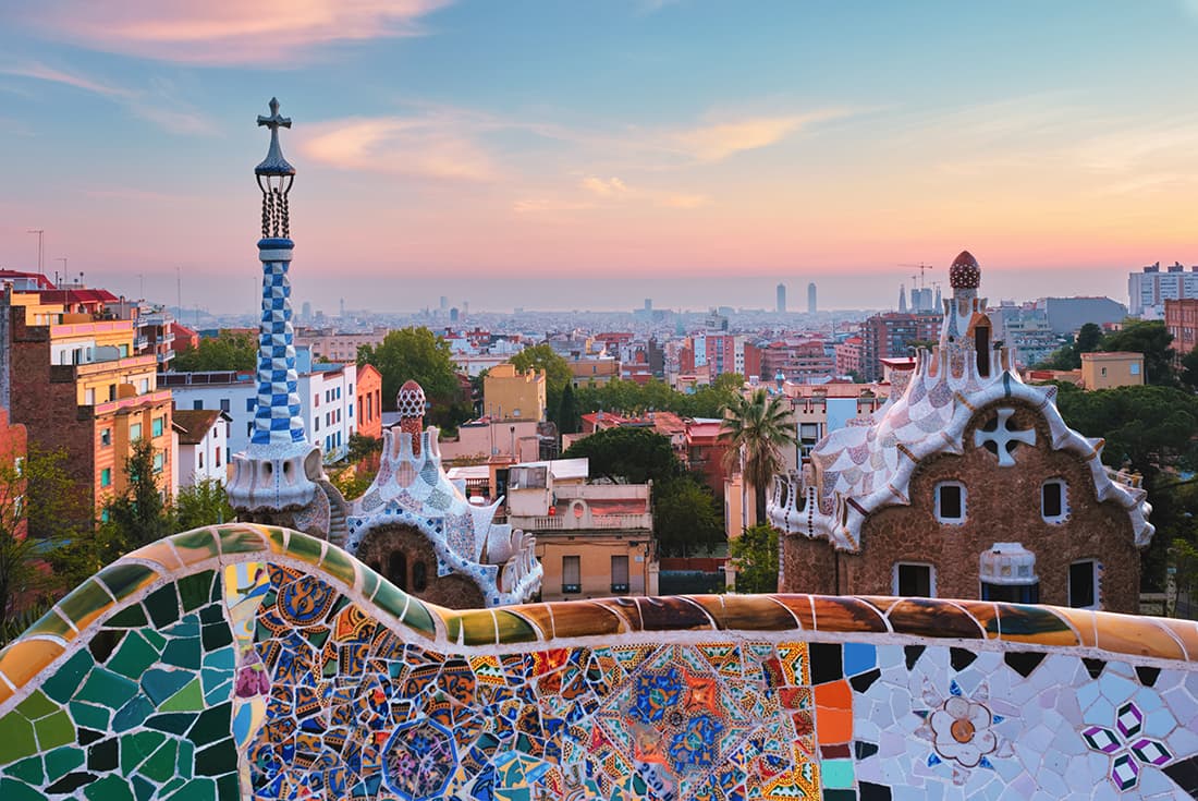 Barcelona city view from Guell Park