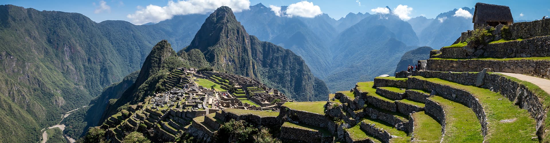 Panoramic view of Machu Picchu and surrounds, Peru