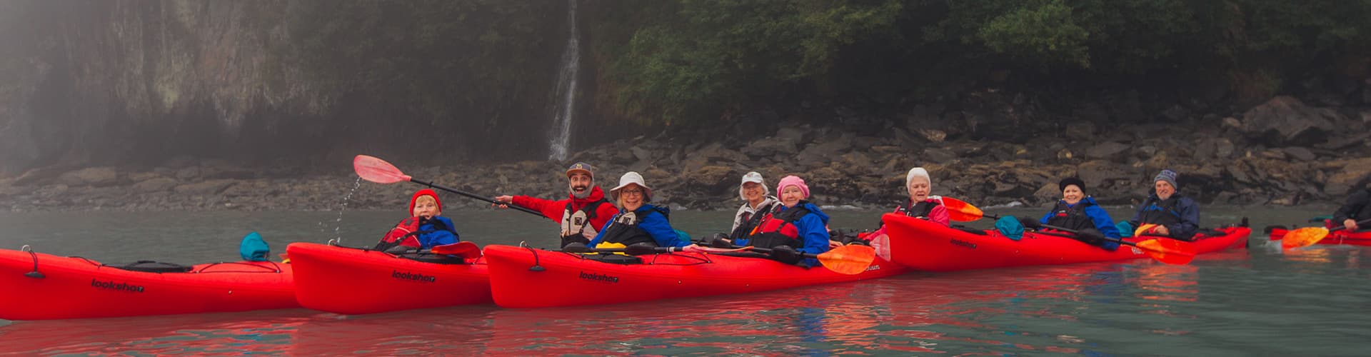 group kayaking in Alaska
