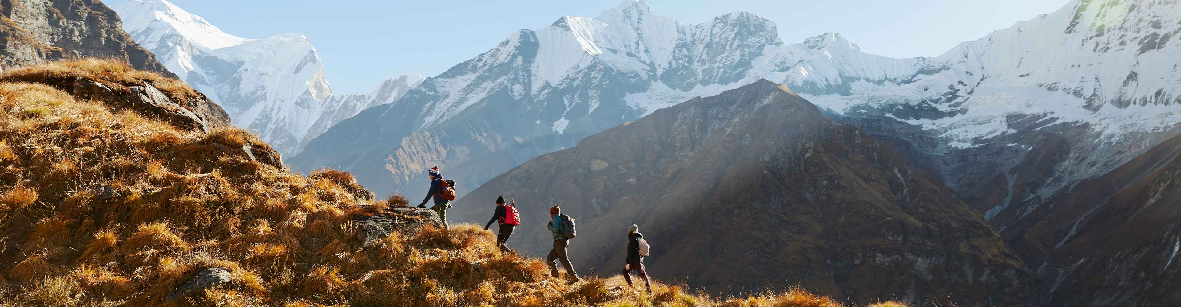 Travellers hiking in Annapurna, Nepal