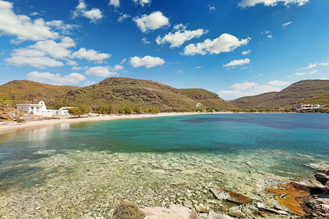 Apokrousi Bay on Kythnos island in the Cyclades of Greece