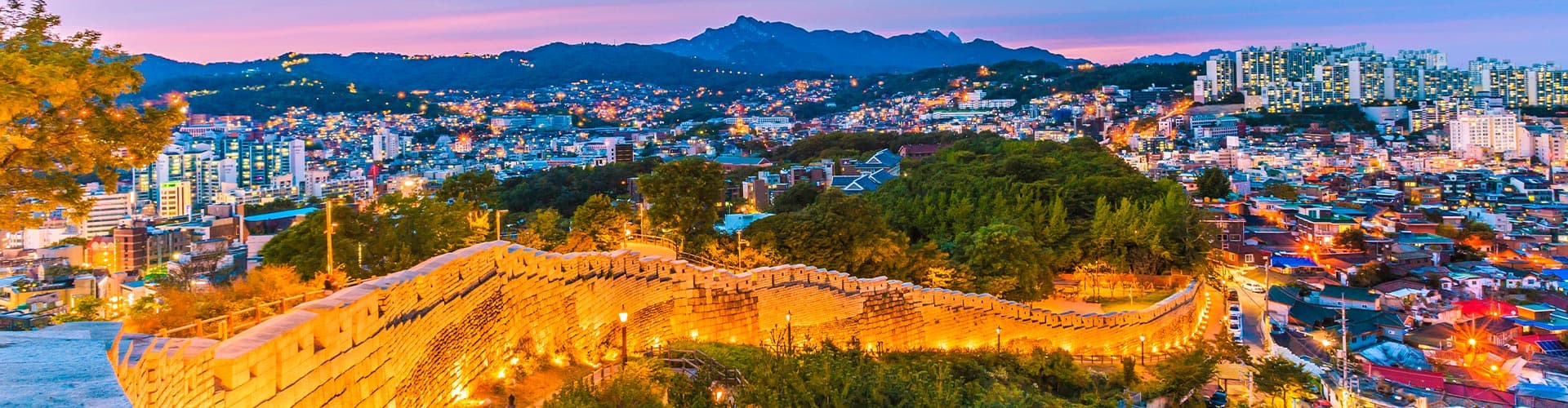 Gorgeous view of Seoul from Naksan Park in the evening, South Korea