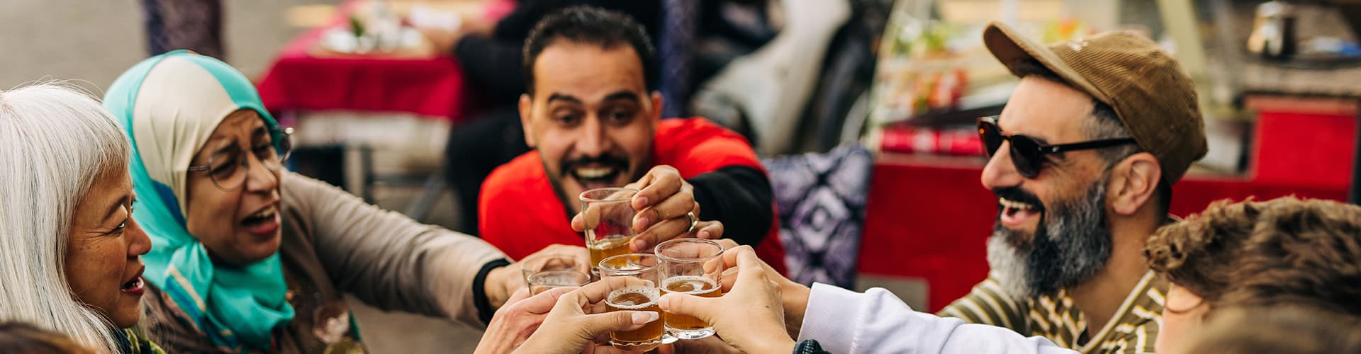 Group enjoying mint tea Marrakesh, Morocco