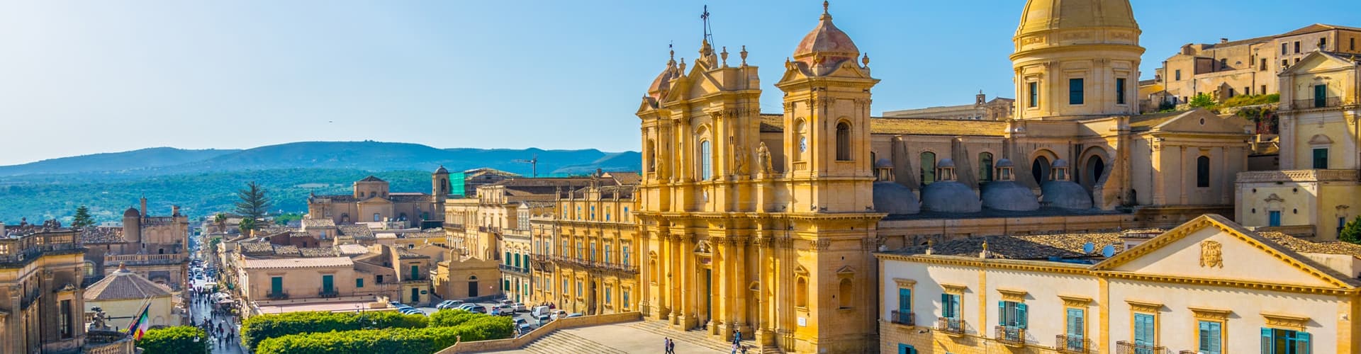 Aerial view of the Basilica Minore di san Nicole, Noto, Sicily, Italy